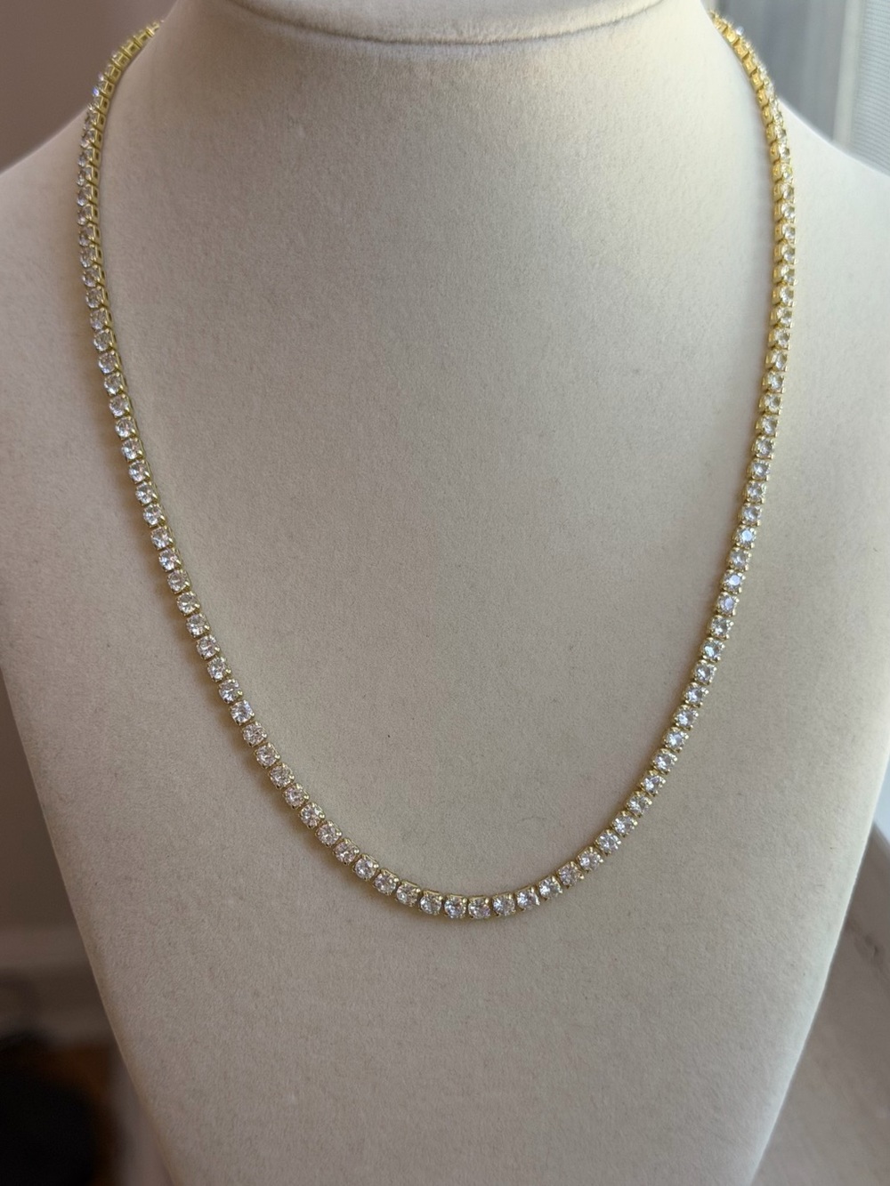 Gold-Tone CZ Tennis Necklace